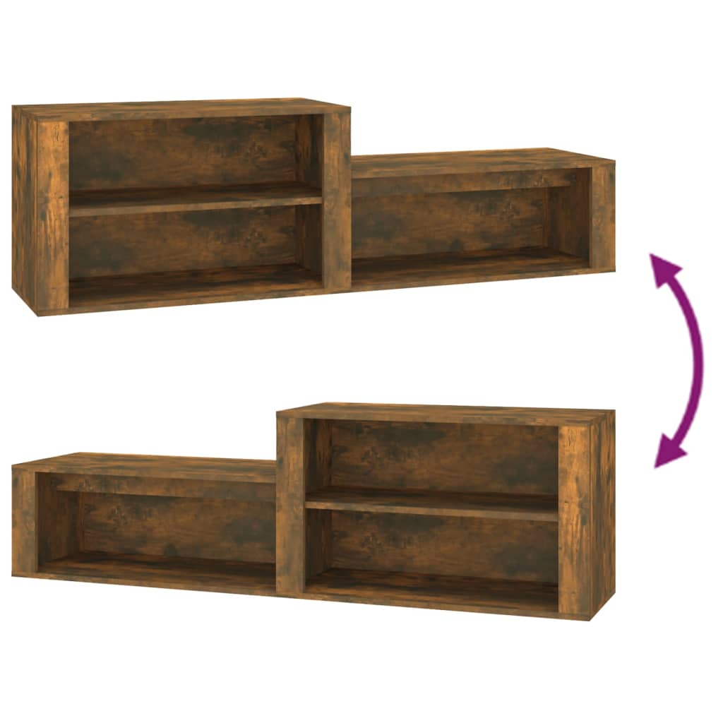 vidaXL Shoe Cabinet Smoked Oak 150x35x45 cm Engineered Wood
