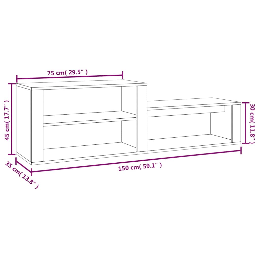 vidaXL Shoe Cabinet Grey Sonoma 150x35x45 cm Engineered Wood