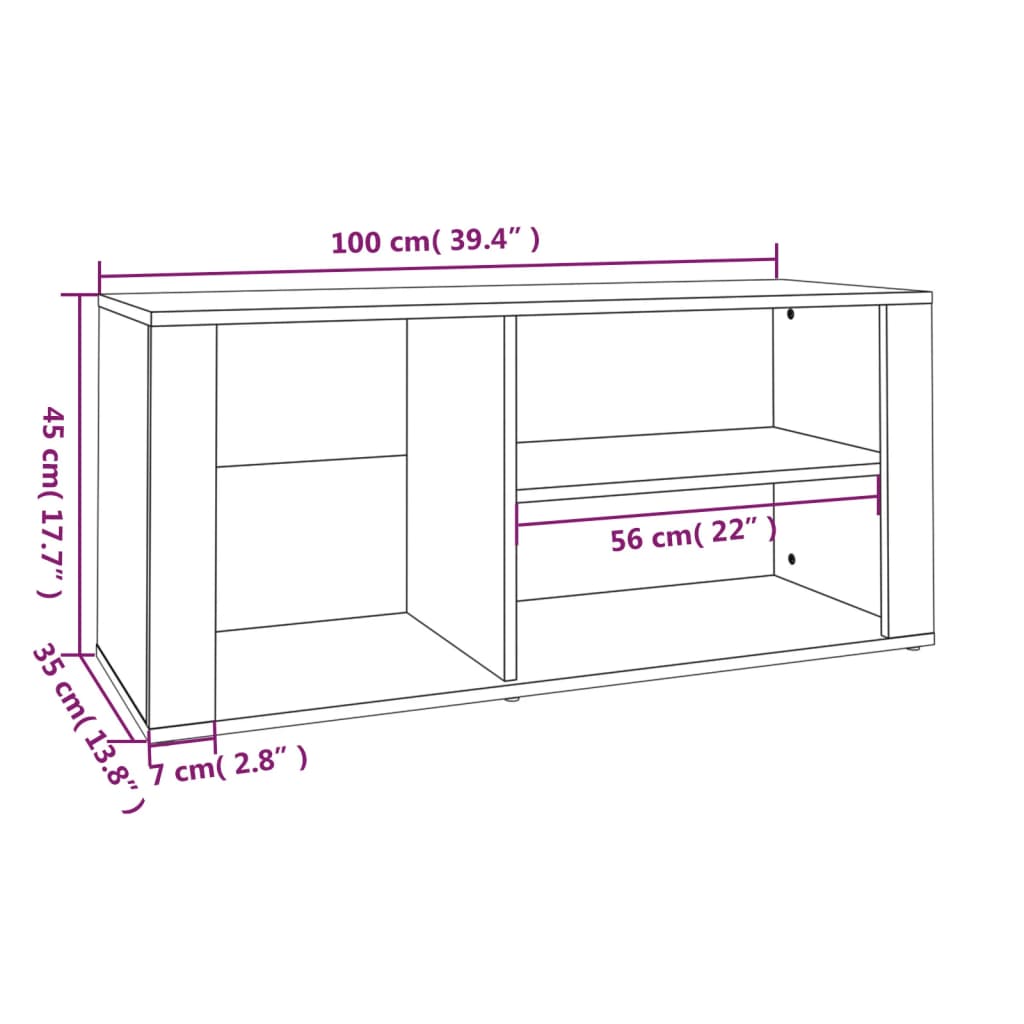vidaXL Shoe Cabinet Sonoma Oak 100x35x45 cm Engineered Wood