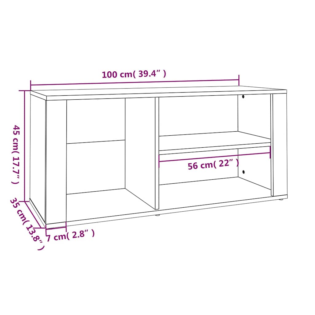 vidaXL Shoe Cabinet Sonoma Oak 100x35x45 cm Engineered Wood