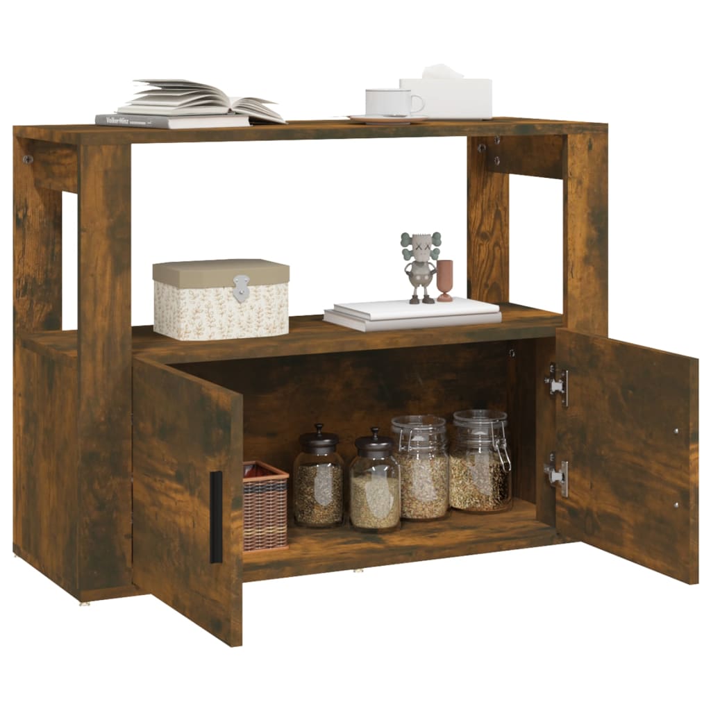 vidaXL Sideboard Smoked Oak 80x30x60 cm Engineered Wood