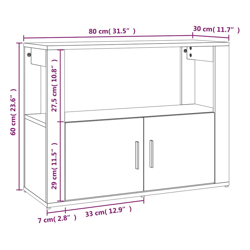 vidaXL Sideboard Grey Sonoma 80x30x60 cm Engineered Wood