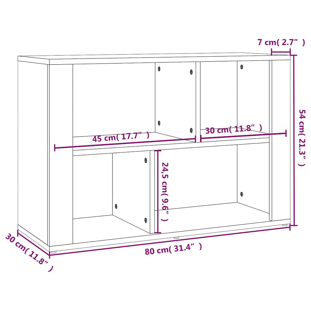 vidaXL Sideboard Sonoma Oak 80x30x54 cm Engineered Wood