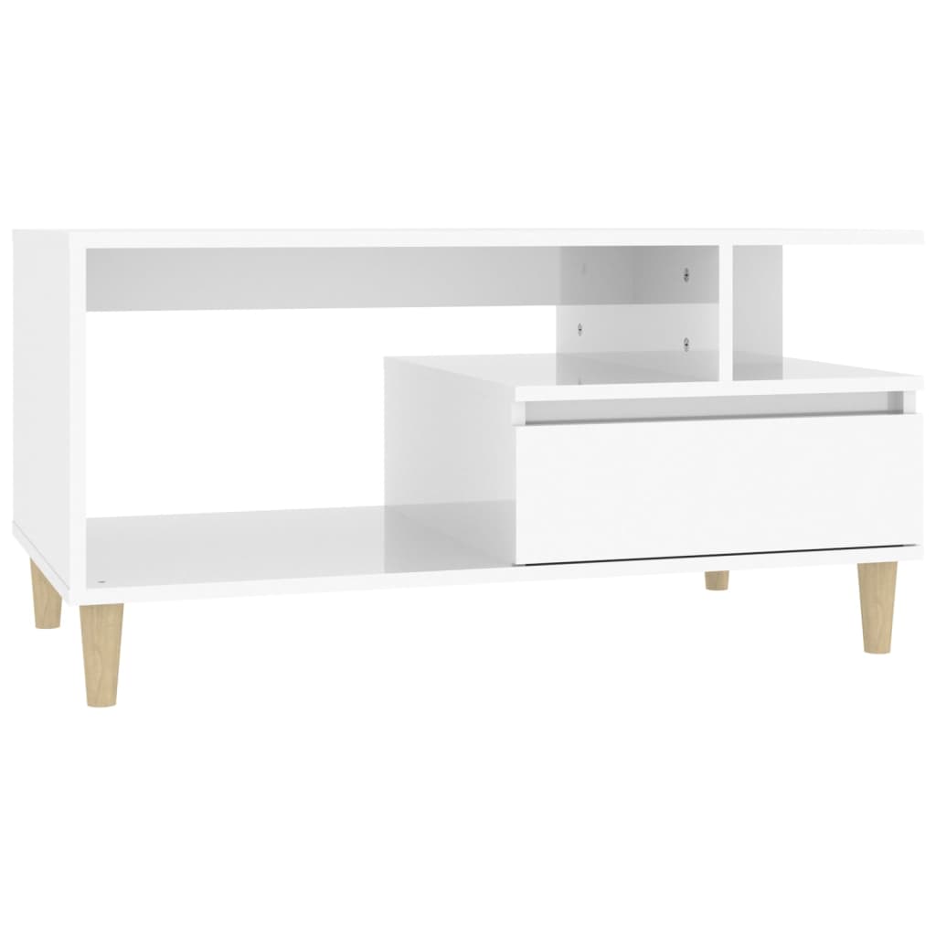 vidaXL Coffee Table High Gloss White 90x49x45 cm Engineered Wood
