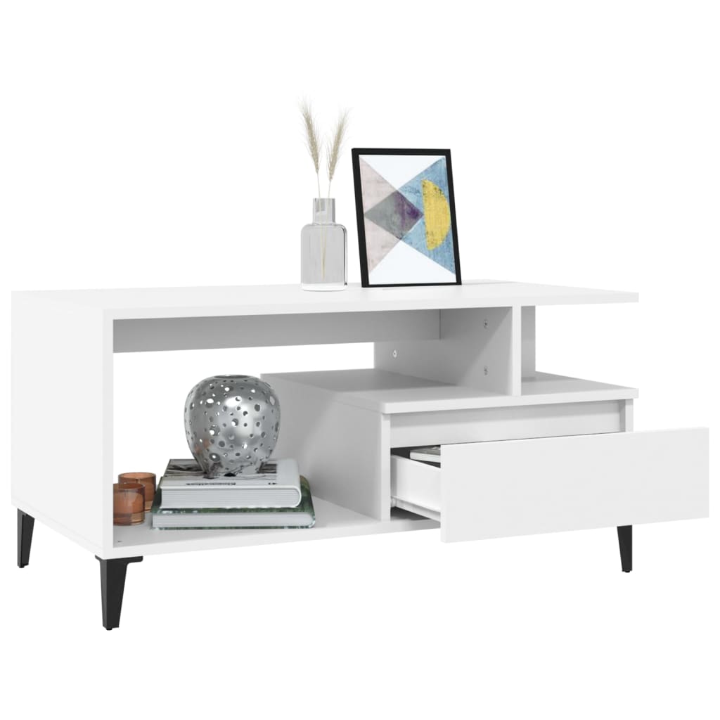 vidaXL Coffee Table White 90x49x45 cm Engineered Wood