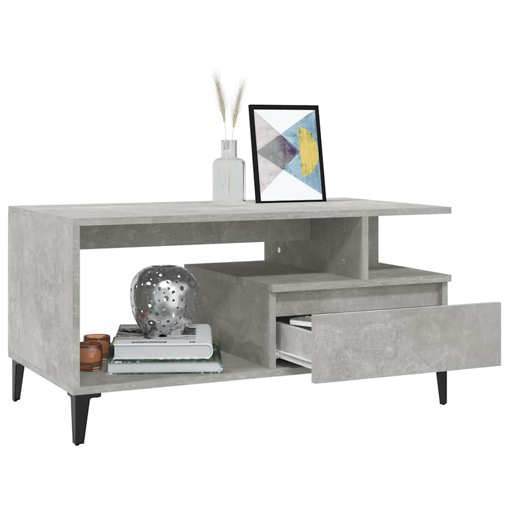 vidaXL Coffee Table Concrete Grey 90x49x45 cm Engineered Wood
