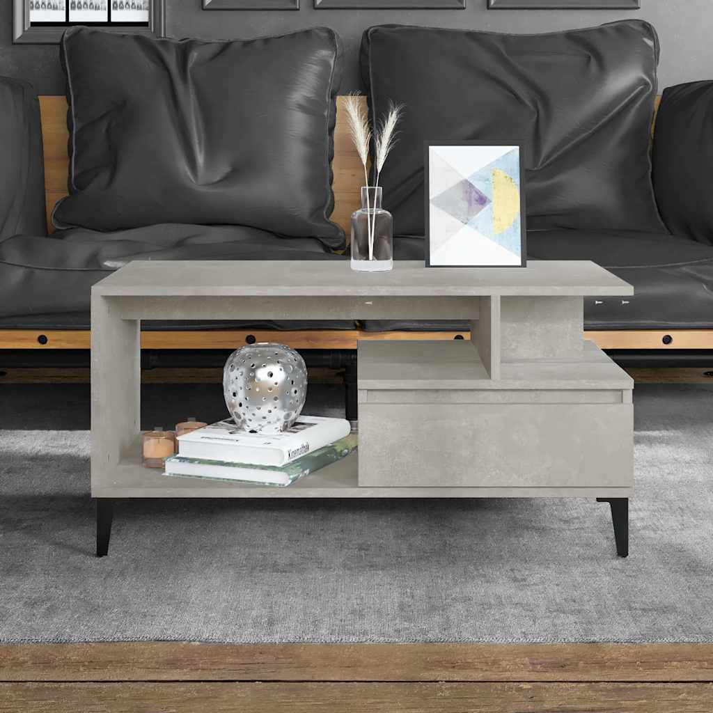 vidaXL Coffee Table Concrete Grey 90x49x45 cm Engineered Wood
