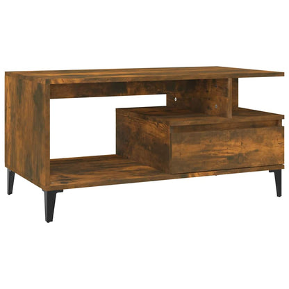 vidaXL Coffee Table Smoked Oak 90x49x45 cm Engineered Wood