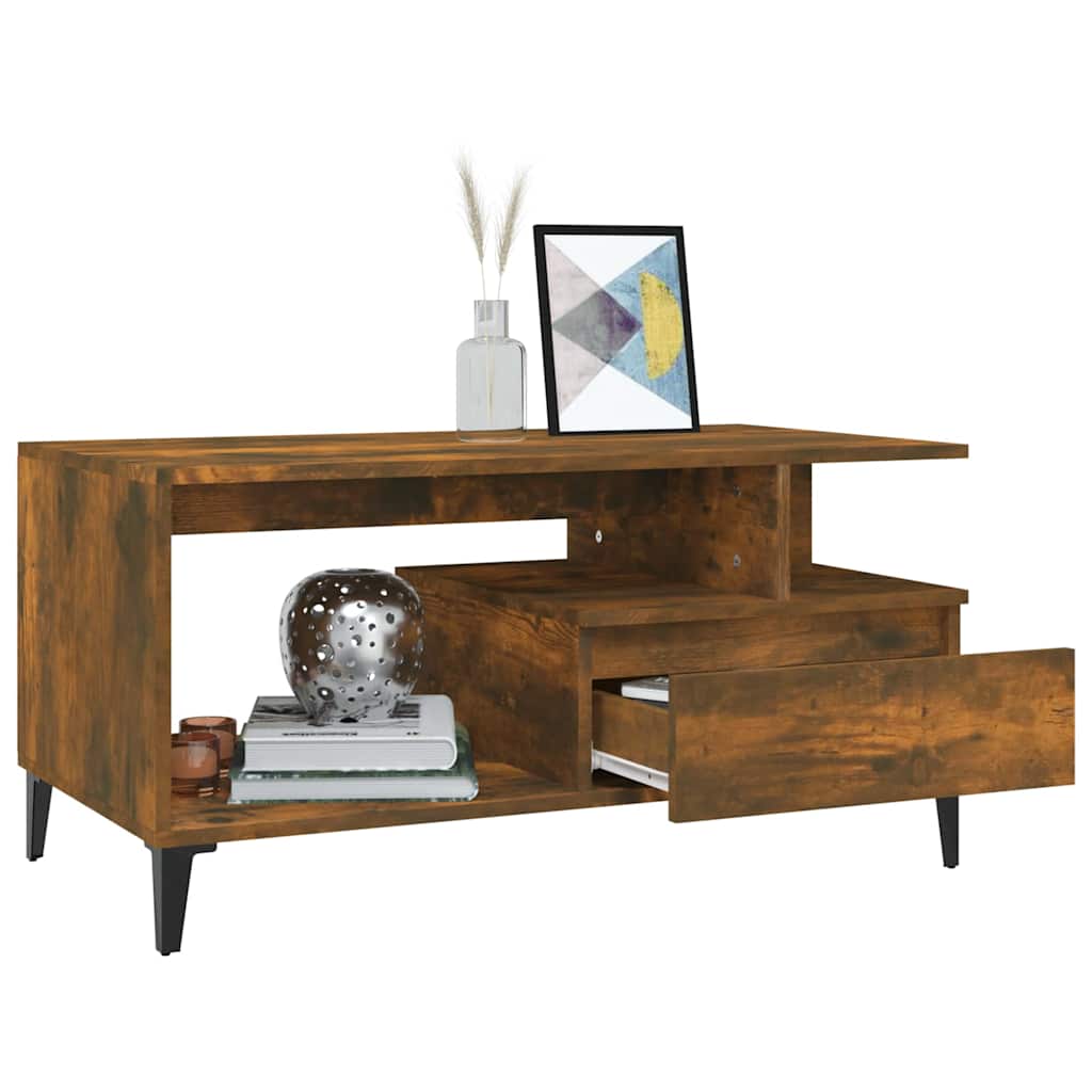 vidaXL Coffee Table Smoked Oak 90x49x45 cm Engineered Wood