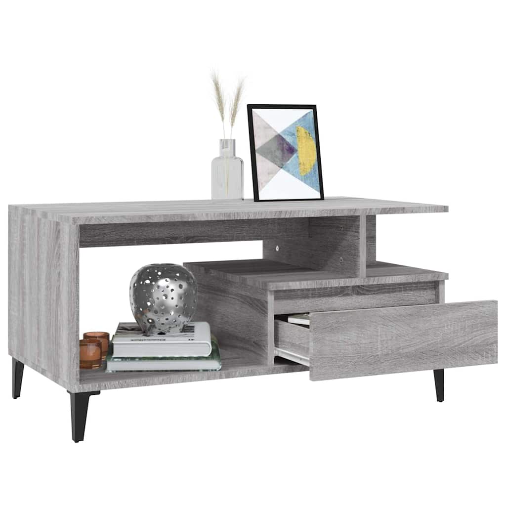 vidaXL Coffee Table Grey Sonoma 90x49x45 cm Engineered Wood