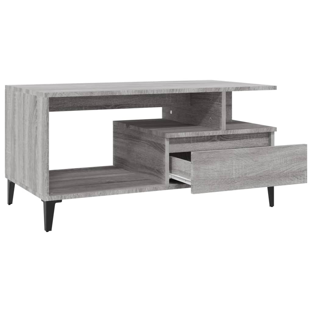 vidaXL Coffee Table Grey Sonoma 90x49x45 cm Engineered Wood