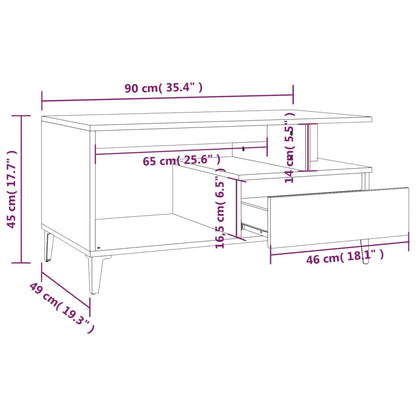 vidaXL Coffee Table Grey Sonoma 90x49x45 cm Engineered Wood