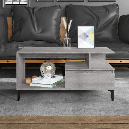 vidaXL Coffee Table Grey Sonoma 90x49x45 cm Engineered Wood