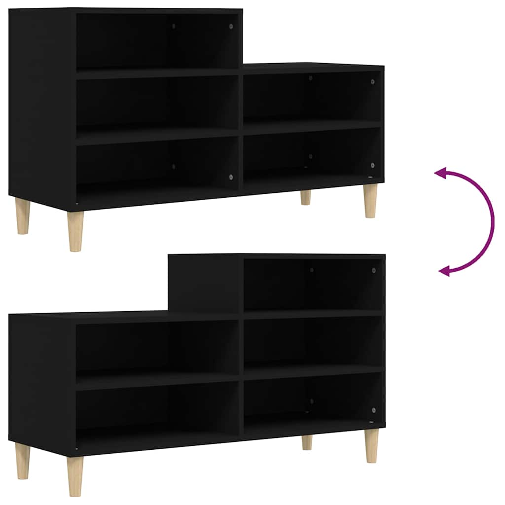 vidaXL Shoe Cabinet Black 102x36x60 cm Engineered Wood