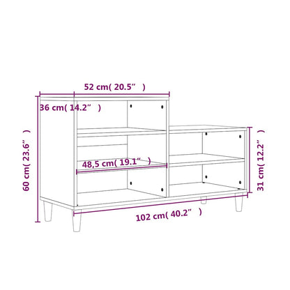 vidaXL Shoe Cabinet Black 102x36x60 cm Engineered Wood