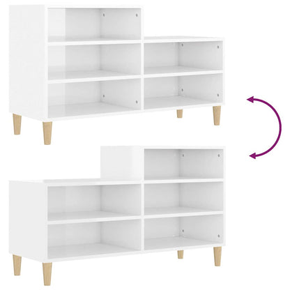 vidaXL Shoe Cabinet High Gloss White 102x36x60 cm Engineered Wood