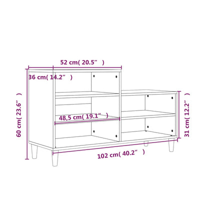 vidaXL Shoe Cabinet High Gloss White 102x36x60 cm Engineered Wood
