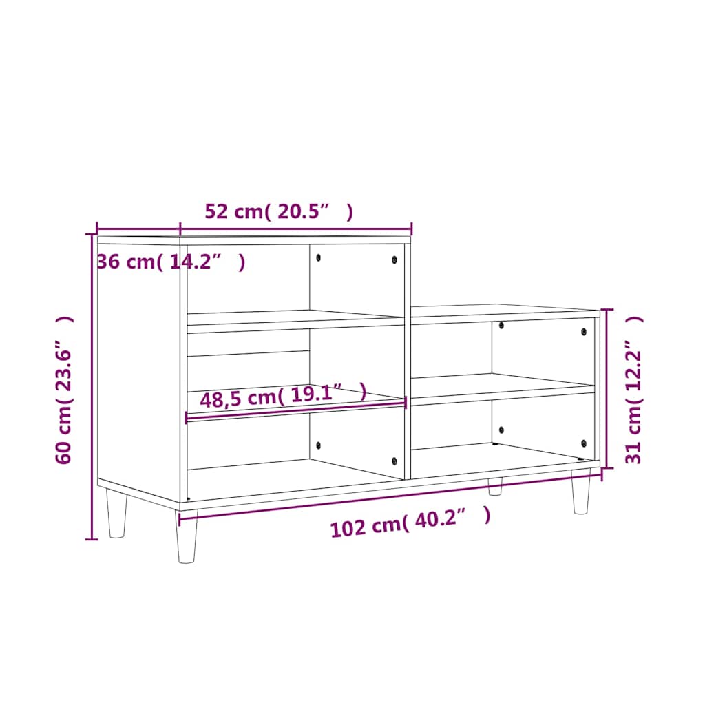 vidaXL Shoe Cabinet High Gloss White 102x36x60 cm Engineered Wood