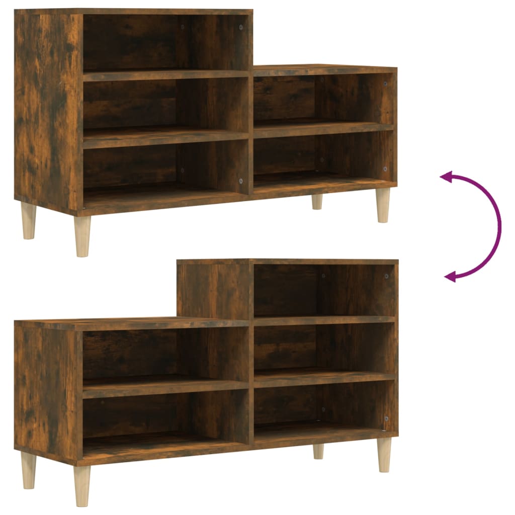 vidaXL Shoe Cabinet Smoked Oak 102x36x60 cm Engineered Wood