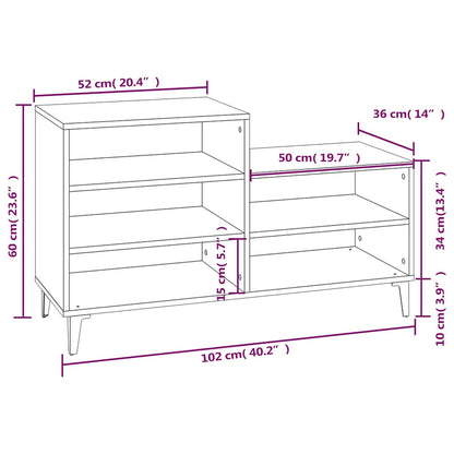 vidaXL Shoe Cabinet White 102x36x60 cm Engineered Wood