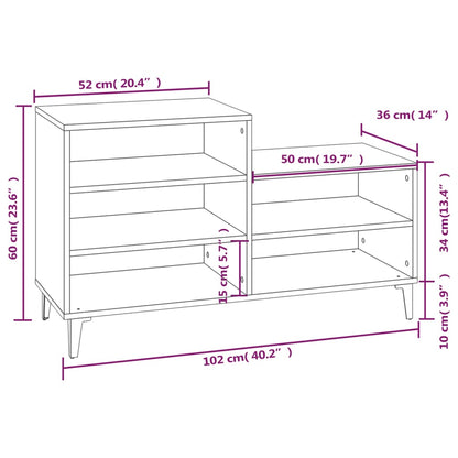 vidaXL Shoe Cabinet Black 102x36x60 cm Engineered Wood