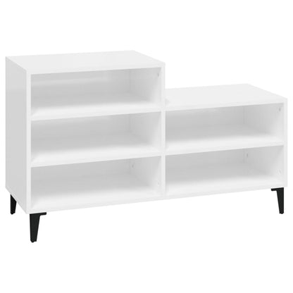 vidaXL Shoe Cabinet High Gloss White 102x36x60 cm Engineered Wood