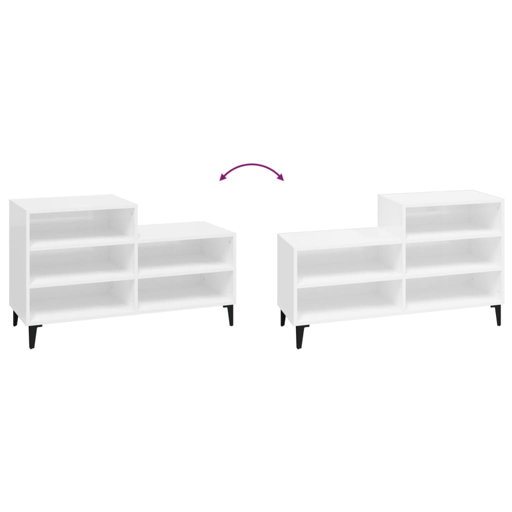 vidaXL Shoe Cabinet High Gloss White 102x36x60 cm Engineered Wood