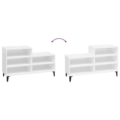 vidaXL Shoe Cabinet High Gloss White 102x36x60 cm Engineered Wood