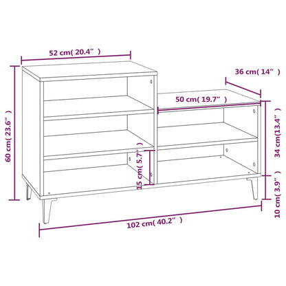 vidaXL Shoe Cabinet Concrete Grey 102x36x60 cm Engineered Wood