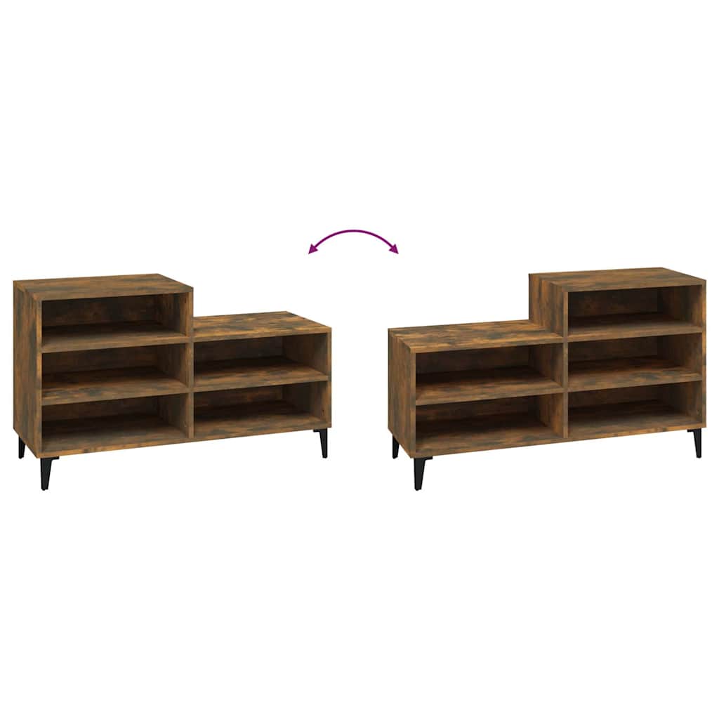 vidaXL Shoe Cabinet Smoked Oak 102x36x60 cm Engineered Wood