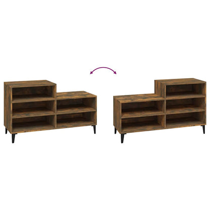 vidaXL Shoe Cabinet Smoked Oak 102x36x60 cm Engineered Wood