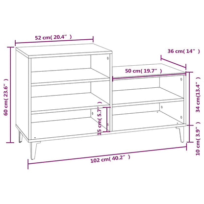 vidaXL Shoe Cabinet Smoked Oak 102x36x60 cm Engineered Wood