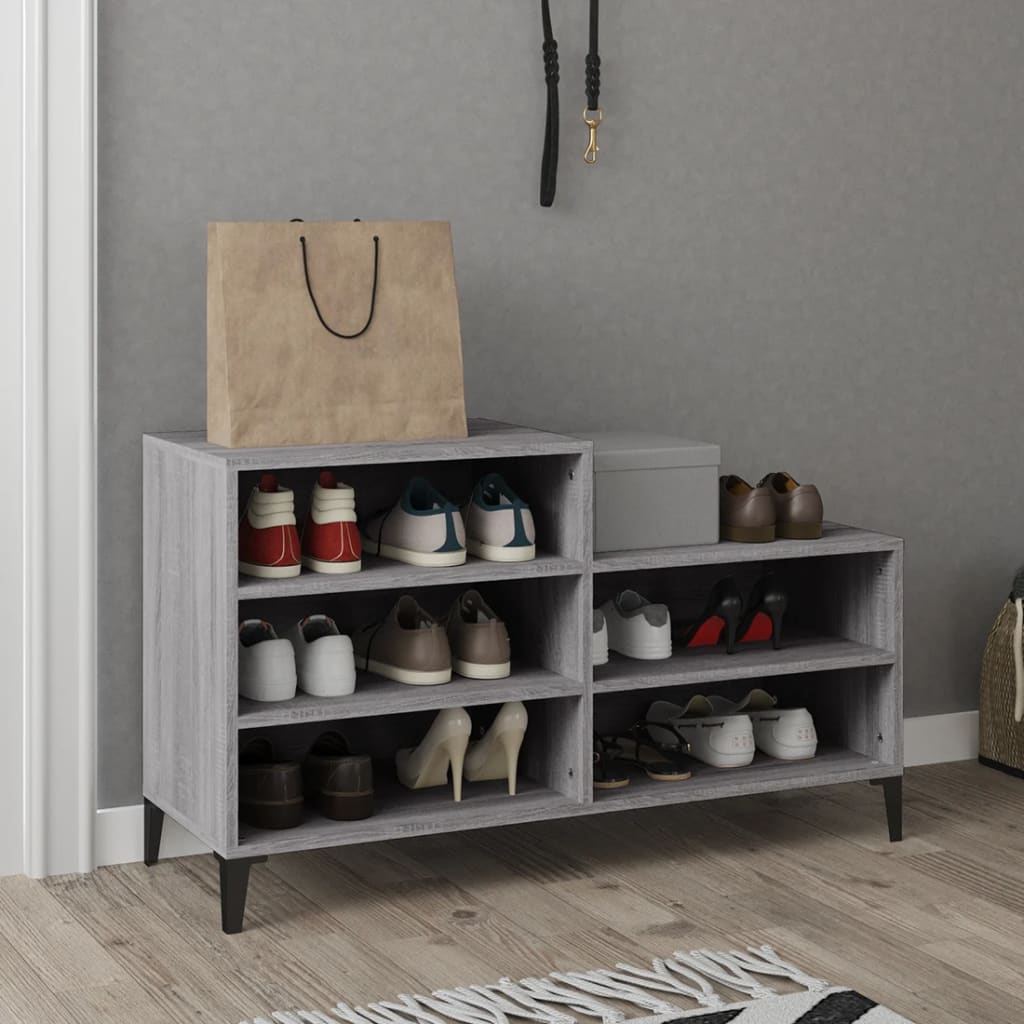 vidaXL Shoe Cabinet Grey Sonoma 102x36x60 cm Engineered Wood