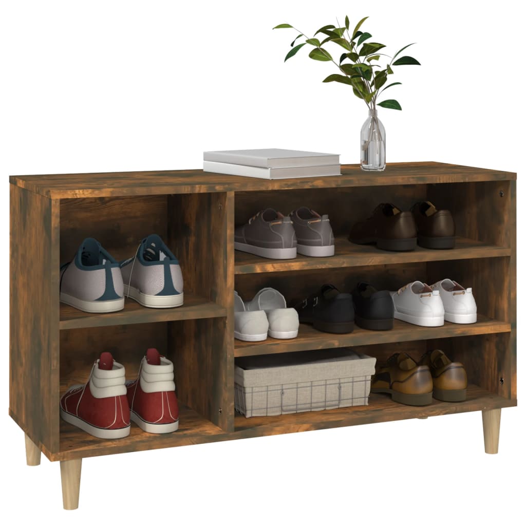 vidaXL Shoe Cabinet Smoked Oak 102x36x60 cm Engineered Wood