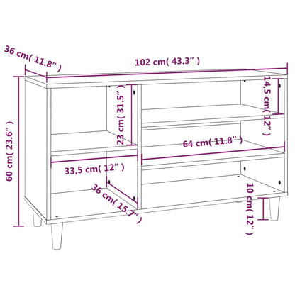 vidaXL Shoe Cabinet Grey Sonoma 102x36x60 cm Engineered Wood