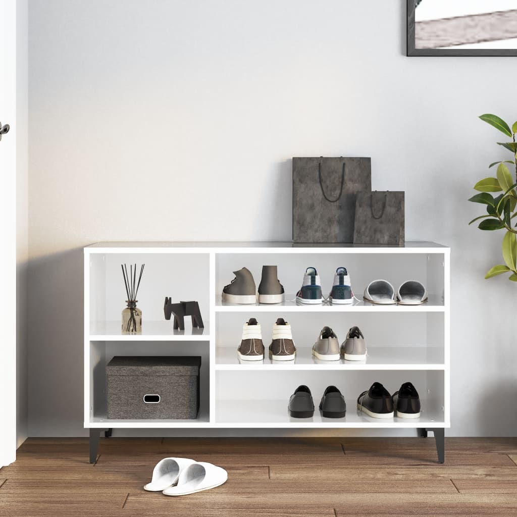 vidaXL Shoe Cabinet High Gloss White 102x36x60 cm Engineered Wood