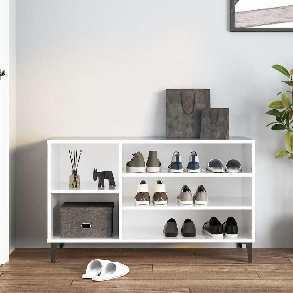 vidaXL Shoe Cabinet High Gloss White 102x36x60 cm Engineered Wood