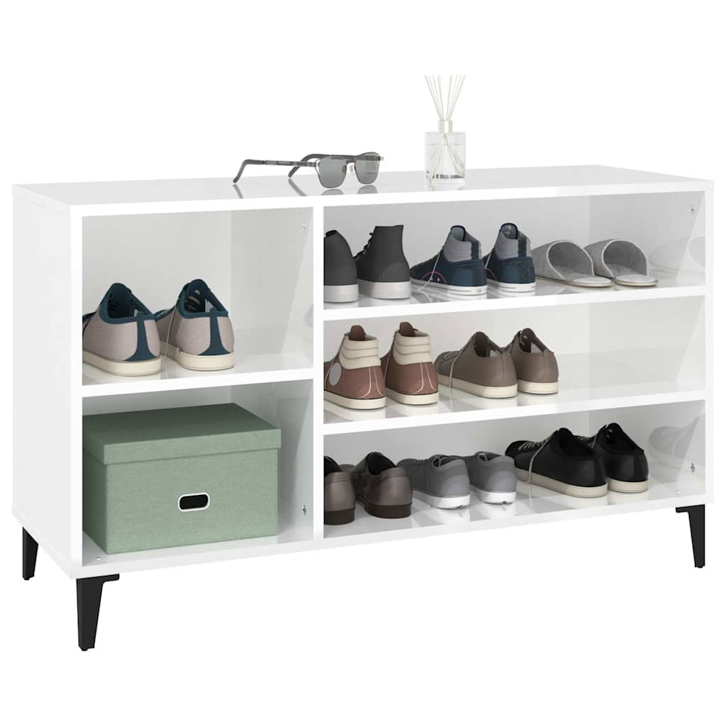 vidaXL Shoe Cabinet High Gloss White 102x36x60 cm Engineered Wood