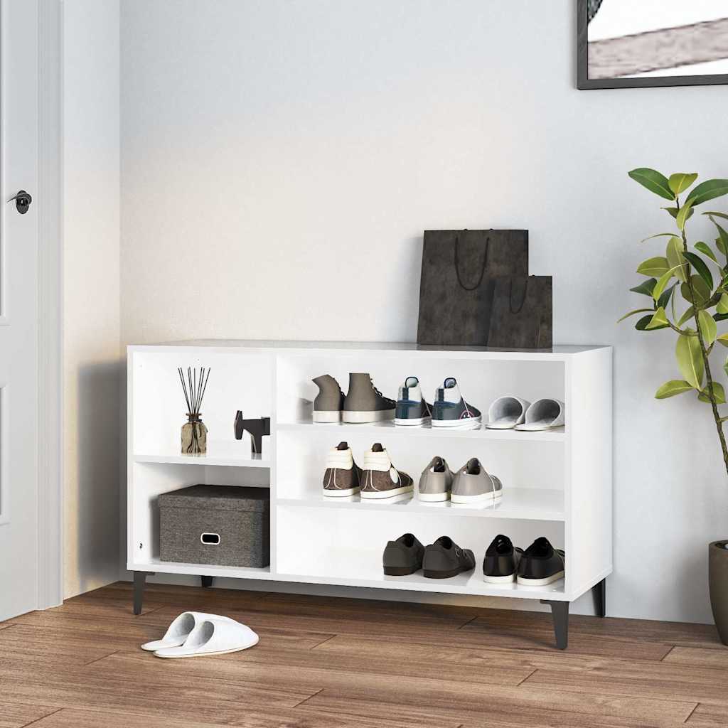 vidaXL Shoe Cabinet High Gloss White 102x36x60 cm Engineered Wood