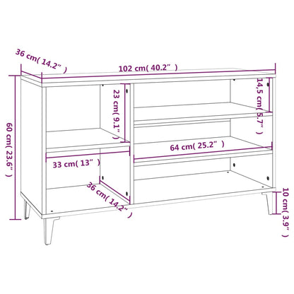 vidaXL Shoe Cabinet Smoked Oak 102x36x60 cm Engineered Wood