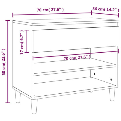 vidaXL Shoe Cabinet White 70x36x60 cm Engineered Wood
