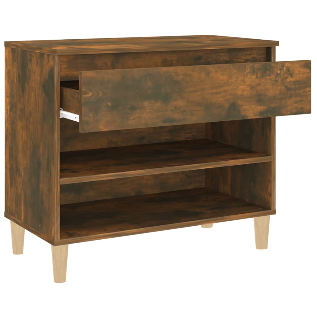 vidaXL Shoe Cabinet Smoked Oak 70x36x60 cm Engineered Wood