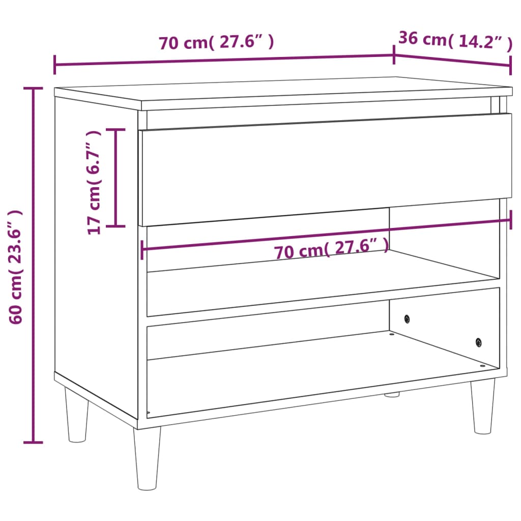 vidaXL Shoe Cabinet Smoked Oak 70x36x60 cm Engineered Wood
