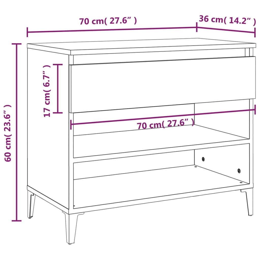 vidaXL Shoe Cabinet White 70x36x60 cm Engineered Wood