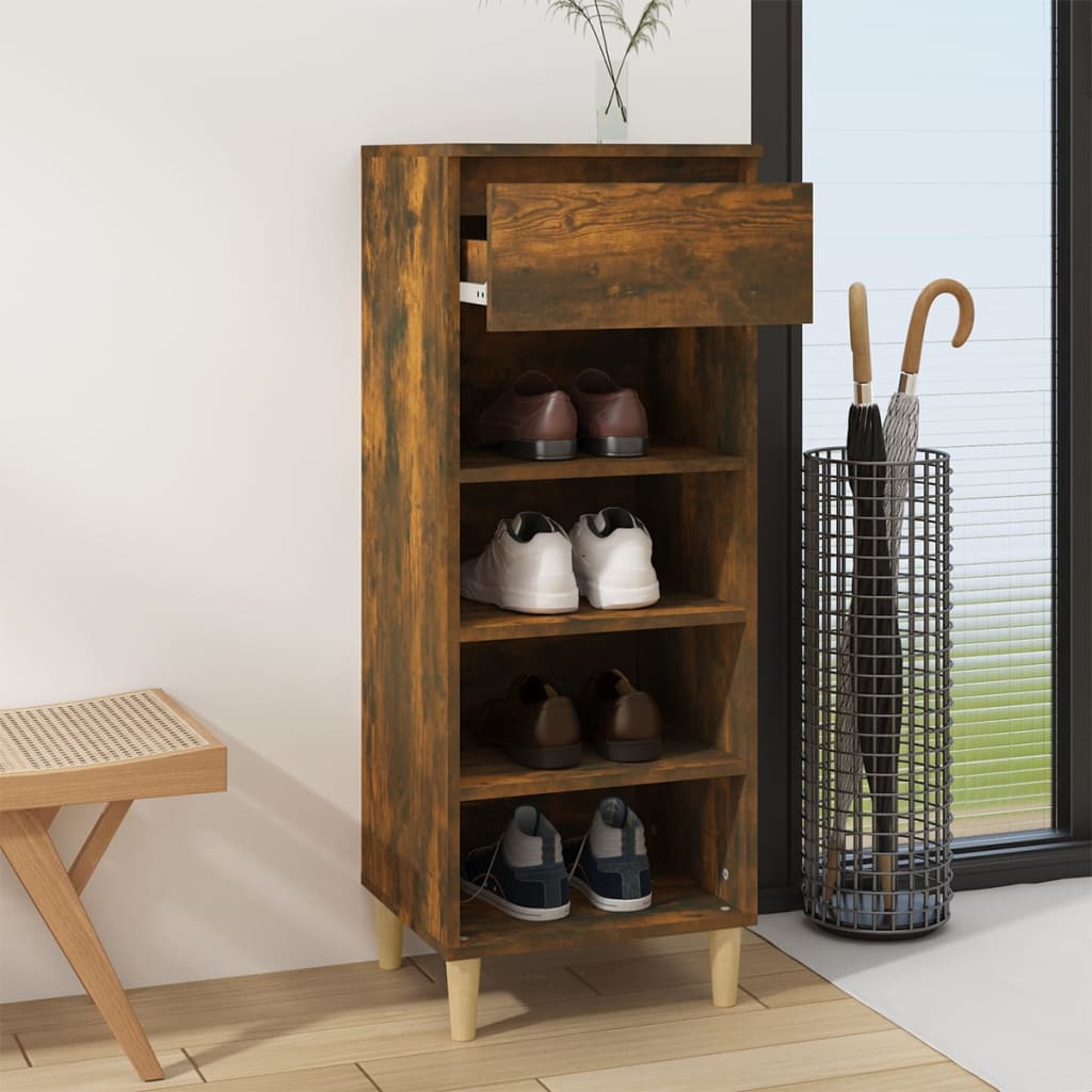 vidaXL Shoe Cabinet Smoked Oak 40x36x105 cm Engineered Wood