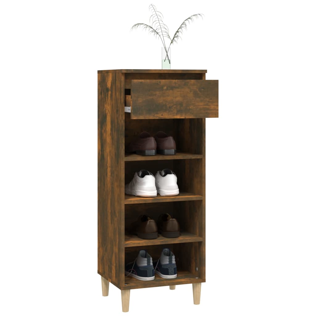 vidaXL Shoe Cabinet Smoked Oak 40x36x105 cm Engineered Wood