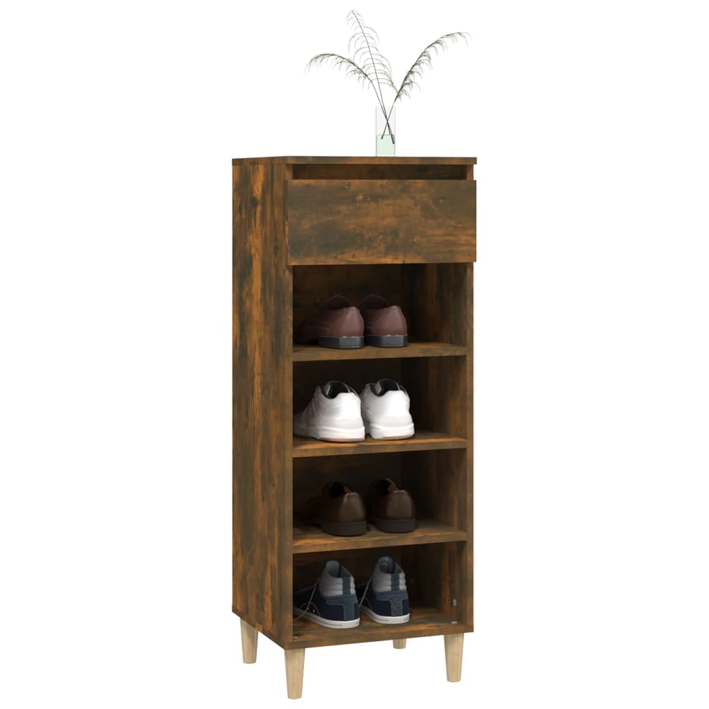 vidaXL Shoe Cabinet Smoked Oak 40x36x105 cm Engineered Wood