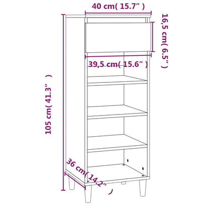 vidaXL Shoe Cabinet Brown Oak 40x36x105 cm Engineered Wood