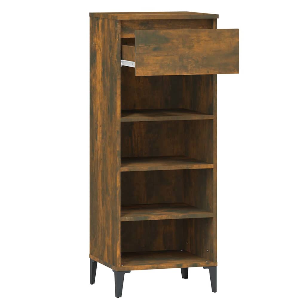 vidaXL Shoe Rack Smoked Oak 40x36x105 cm Engineered Wood