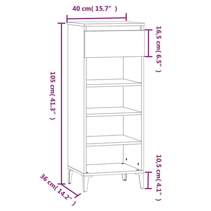 vidaXL Shoe Rack Grey Sonoma 40x36x105 cm Engineered Wood